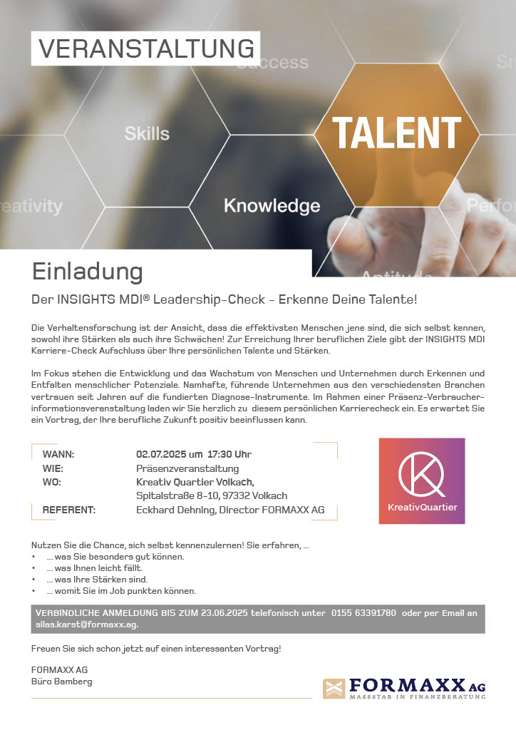 Plakat Einladung Insights MDI Leadership-Check- Erkenne deine Talente