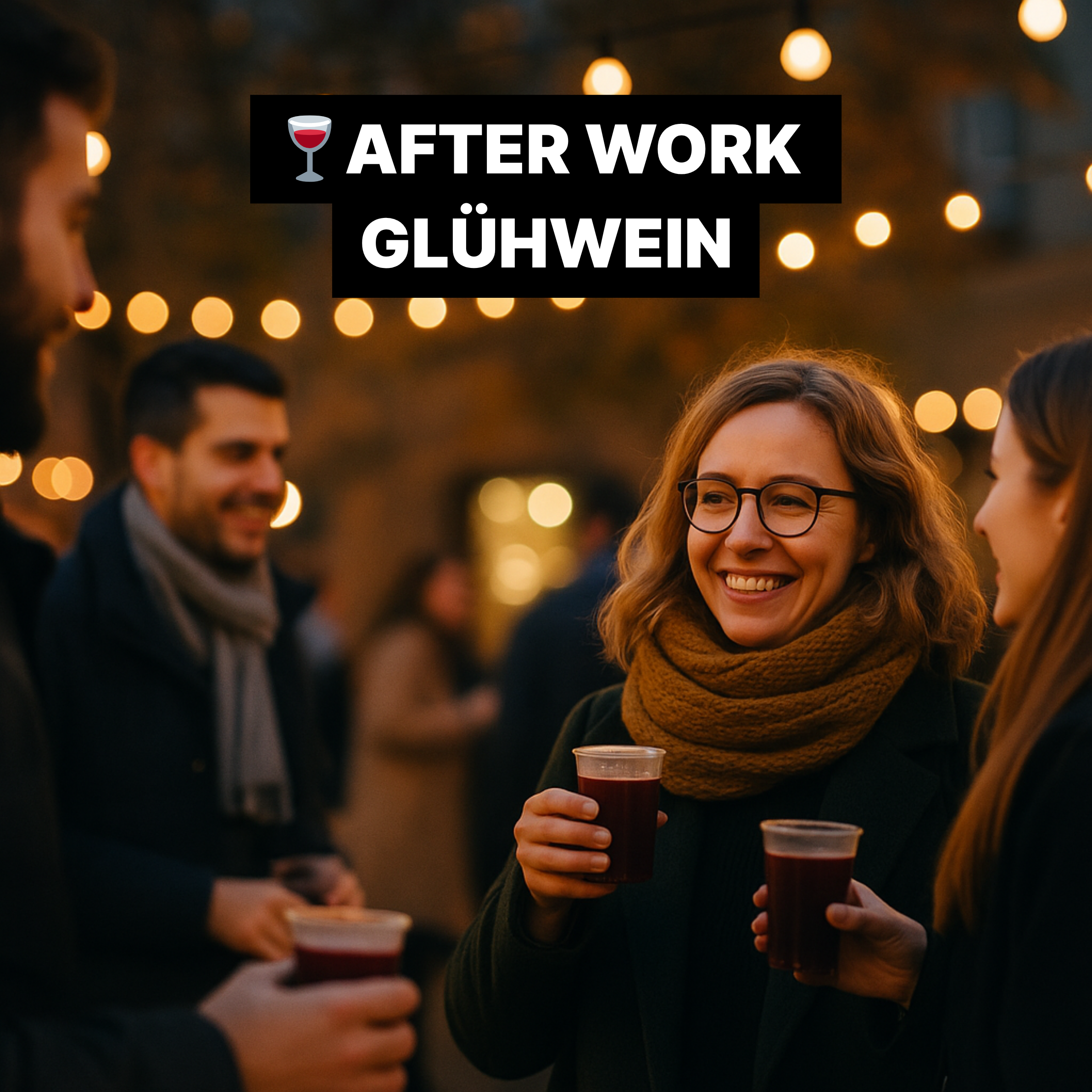 After Work Glühwein - 2 Menschen mit Glühwein in den Händen